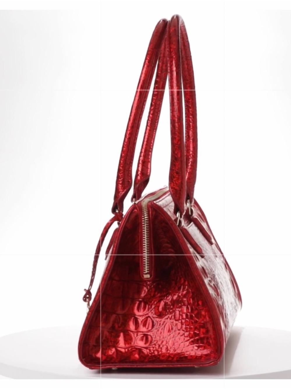Brahmin Sophia Red Opal Melbourne Leather Satchel Metallic Croc NWT - Picture 4 of 9